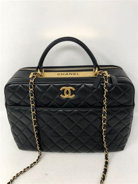 chanel beige black bowling bag|Chanel bowling bag for sale.